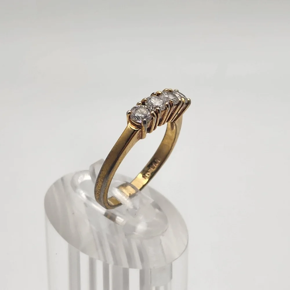 Vintage Gold Tone & Clear CZ Ring (7)